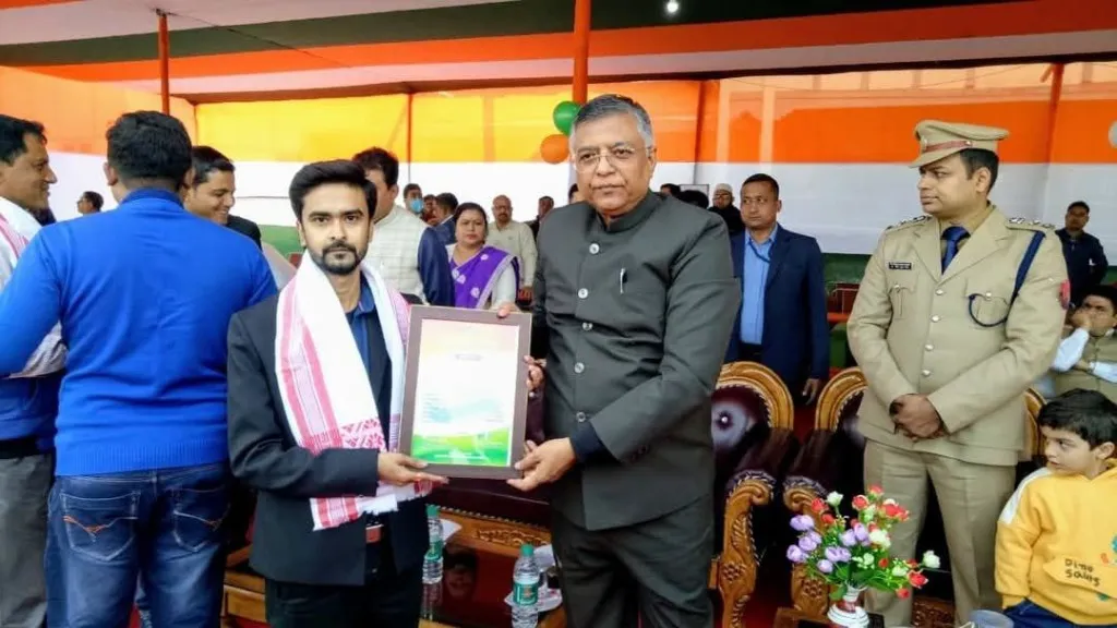 Prasenjit Sarma — Felicitation by Barpeta District Administration (2021) — Barpeta District Administration